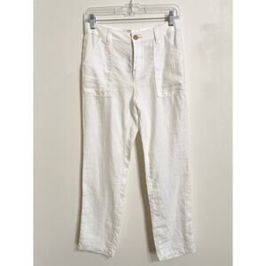 L'Agence Linen Mid Rise Straight Tapered Ankle Pants Size 25 White NWT